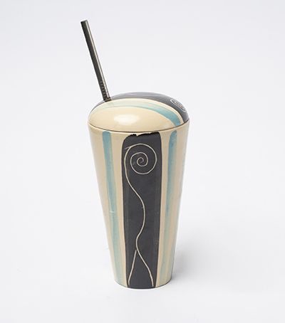 Water cup with cover blue-black